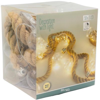 8. WĄŻ ŚWIETLNY 30LED 280 CM CIEPŁY BIAŁY JUTA