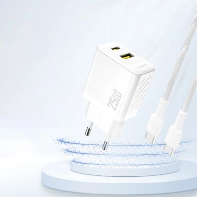 2. Ładowarka Dudao A26T GaN 25W USB-A, USB-C - biała