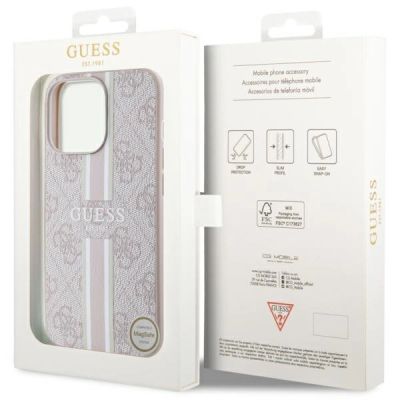 8. Etui Guess 4G Printed Stripes MagSafe na iPhone 13 Pro / iPhone 13 - różowe