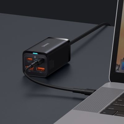 9. Baseus GaN3 Pro szybka uniwersalna ładowarka sieciowa GaN 2 x USB Typ C / 2x USB 100W PD3.0, QC4.0+, AFC czarny (CCGP000101)