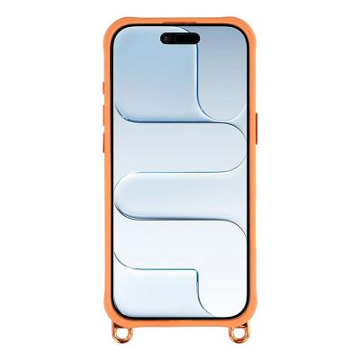 2. Etui na iPhone 17 z regulowaną smyczą Crossbody oraz ramką aparatu pełniącą funkcję podstawki kompatybilne z MagSafe - pomarańczowe