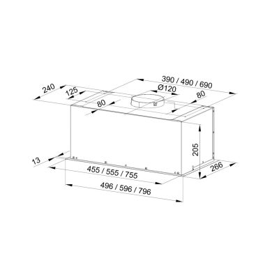 2. Okap podszafkowy do zabudowy MAAN Fiugi L 60 satynowy (stal nierdzewna inox)