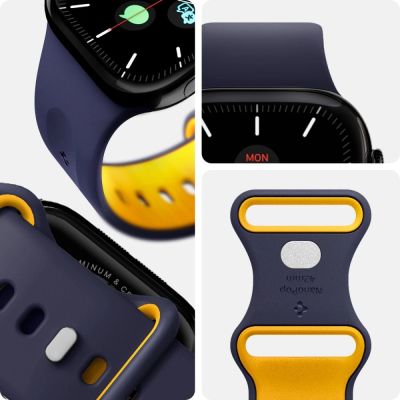 8. Pasek Spigen Nano Pop na Apple Watch 40 / 41 / 42 mm - granatowo-pomarańczowy