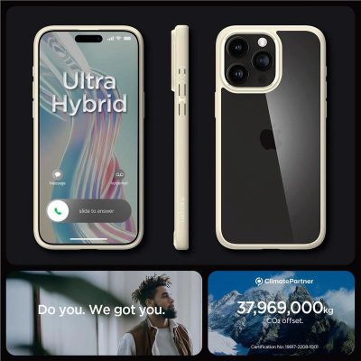 6. Etui Spigen Crystal Hybrid na iPhone 15 Pro Max - przezroczysto-beżowe