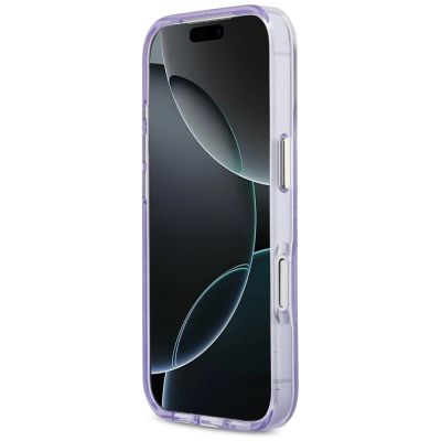 5. Etui Guess IML Shell Script Metal MagSafe na iPhone 17 Pro Max - fioletowe