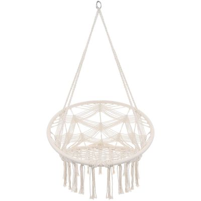 13. HAMAK AŻUROWY FOTEL WISZĄCY BOCIANIE GNIAZDO 80x60CM BIAŁY NEW STYL