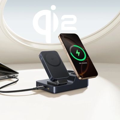 8. Stacja ładująca Baseus NOMOS ND11 67W 6w1 bezprzewodowa z dwoma gniazdami AC - czarna
