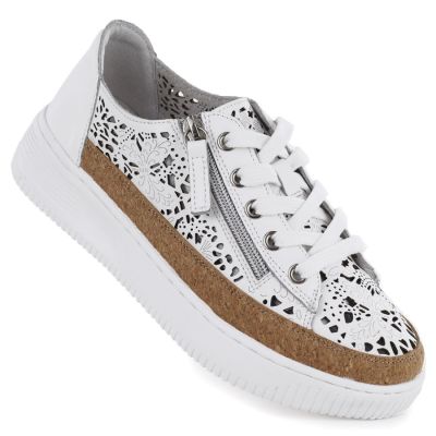 2. Skórzane półbuty damskie na zamek ażurowe białe Artiker 58C1250