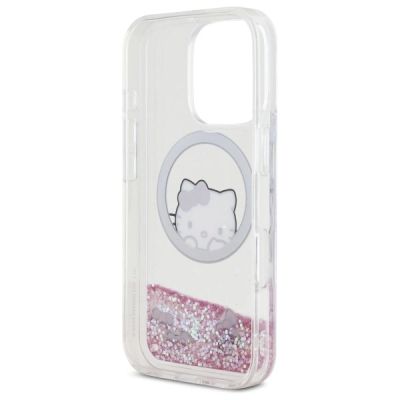7. Etui Hello Kitty Liquid Glitter Sweet Kitty Bows MagSafe na iPhone 16 Pro - białe