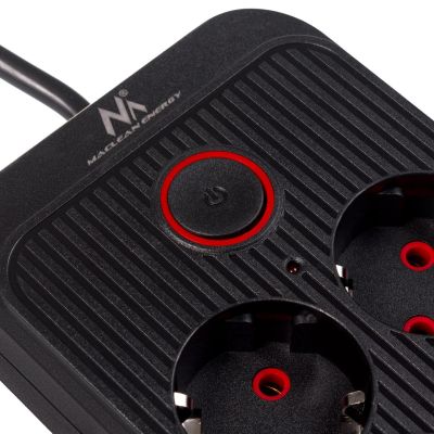 6. MACLEAN LISTWA ZASILAJĄCA, PRZEDŁUŻACZ 6 GNIAZD + 4XUSB, 110-240V AC 50/60HZ, 2.1A MAX 2500W, 1,5 M, CZARNA MCE389 B