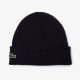 Czapka zimowa wełniana Lacoste Ribbed Wool Beanie Granatowa - RB0001-166