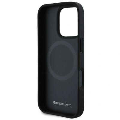 10. Etui Mercedes Textured And Plain Leather MagSafe na iPhone 16 Pro Max - czarne