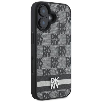 4. Etui DKNY Checkered Pattern & Printed Stripes na iPhone 16 - czarne