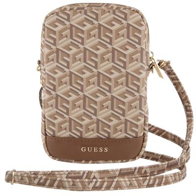 2. Torebka Guess Zip GCube Bottom Stripe na telefon - brązowa