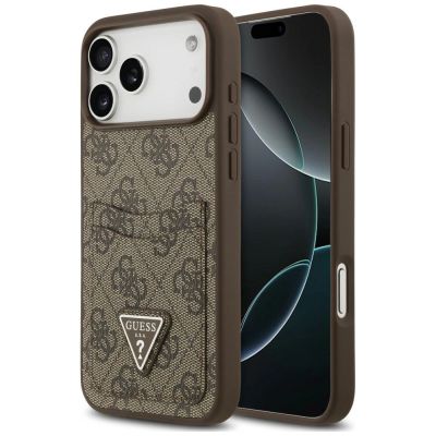 Etui Guess 4G nauble Card Triangle na iPhone 18 Pro Max / 17 Pro Max - brązowe