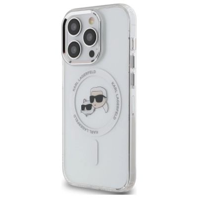 2. Etui Karl Lagerfeld IML Metal Karl & Choupette Head MagSafe na iPhone 14 Pro Max - białe