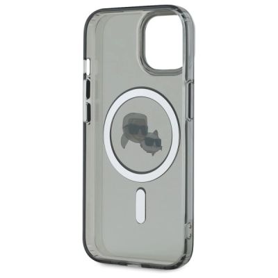 7. Karl Lagerfeld KLHMP15SHLSKCK iPhone 15   6.1" czarny/black hardcase IML Metal Karl&Choupette Head MagSafe