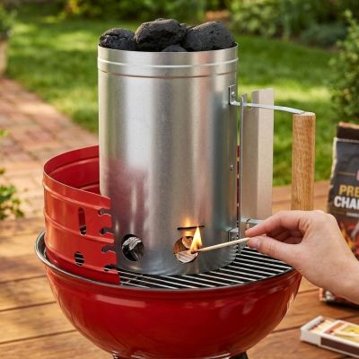 24. KOMIN ROZPALACZ DO GRILLA WYS. 27,5CM Z DREWNIANĄ RĄCZKĄ