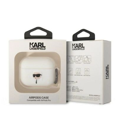 3. Etui Karl Lagerfeld Silicone Karl Head 3D na AirPods Pro - białe
