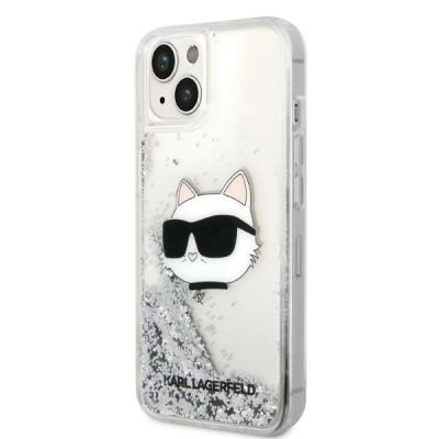 2. Etui Karl Lagerfeld Glitter Choupette Head na iPhone 14 Plus - srebrne