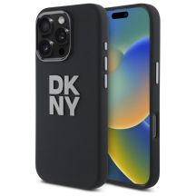 Etui DKNY Liquid Silicone Metal Logo na iPhone 16 Pro Max - czarne