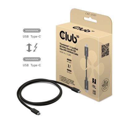 2. CLUB3D CAC-2501 kabel Thunderbolt 1 m 120 Gbit/s Czarny