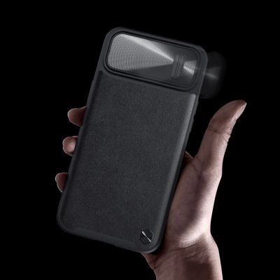 11. Nillkin CamShield Leather S Case etui iPhone 14 Plus pokrowiec z osłoną na aparat niebieskie