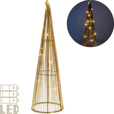 6. CHOINKA DEKORACYJNA ZŁOTA LED CIEPŁY BIAŁY 40CM