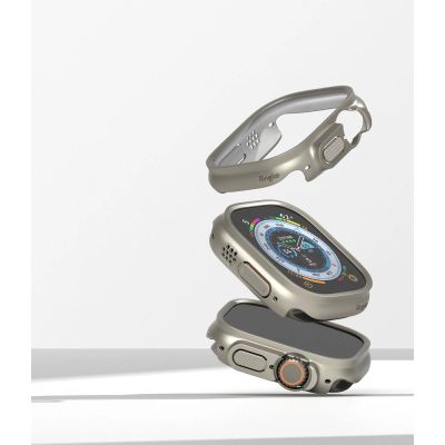 6. Etui Ringke Slim 2-pack na Apple Watch Ultra 1 / 2 (49 mm) - przezroczysty i tytanowy