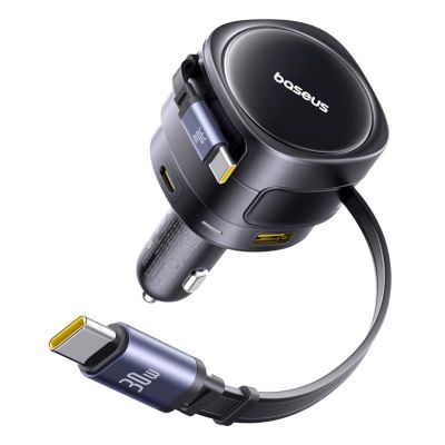 3. Ładowarka samochodowa Baseus Enjoyment Max 90W 2 x kabel USB-C + USB-A + USB-C - czarna