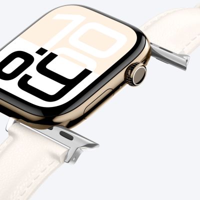 7. Skórzany pasek AMAZINGTHING Class Band do Apple Watch 45 / 46 / 49 mm - jasnobeżowy