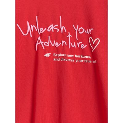 6. T-shirt regular z nadrukiem dziewczęcy 4F 4FJRAW25TTSHF3188-62S