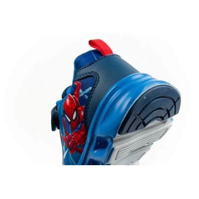 7. Leomil buty sportowe dziecięce sneakersy Spiderman lekkie na rzep LED niebieskie
