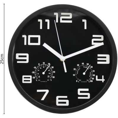 7. ZEGAR ŚCIENNY 25CM Z TERMOMETREM CZARNY