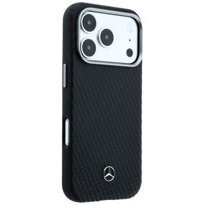 4. Etui Mercedes Leather Semi Wrap Wood Effect MagSafe na iPhone 17 Pro Max - czarne