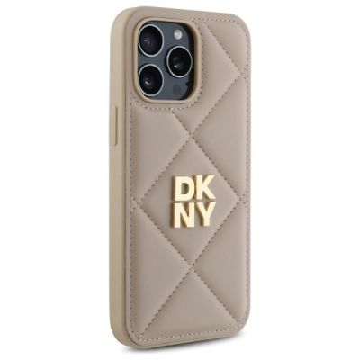 4. Etui DKNY Quilted Stack Logo na iPhone 14 Pro Max - beżowe
