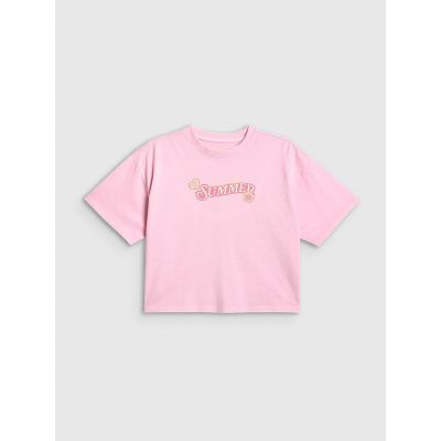5. T-shirt boxy z nadrukiem dziewczęcy 4F 4FJRAW26TTSHF4324-056S