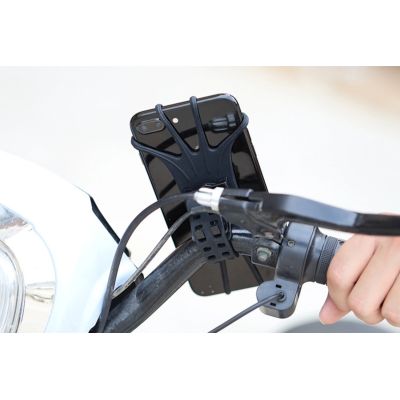 2. Obrotowy silikonowy uchwyt rowerowy z wymienną głowicą - czarny