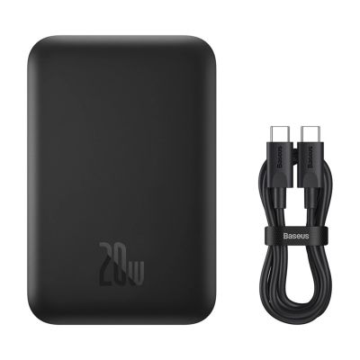12. Powerbank Baseus Magnetic Mini Air 6000mAh 20W z ładowaniem indukcyjnym z kablem Baseus Simple USB-C (20V/3A) 30cm - czarny