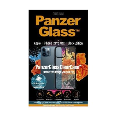 3. Etui PanzerGlass ClearCase antybakteryjne na iPhone 12 Pro Max - przezroczysto-czarne