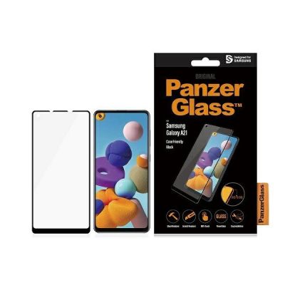 Szkło hartowane PanzerGlass E2E Regular na Samsung Galaxy A21 - z czarną ramką