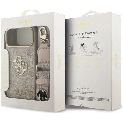 9. Etui Guess 4G Big 4G Classic Logo Big Strap Metal Buttons na iPhone 18 Pro / 17 Pro - różowe