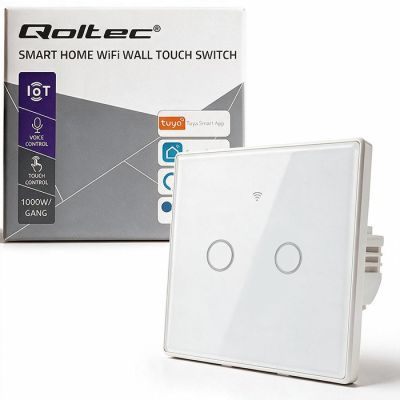 7. QOLTEC WŁĄCZNIK/WYŁĄCZNIK ŚWIATŁA | DOTYKOWY 2-KANAŁOWY | WI-FI | TIMER | TUYA | BIAŁY