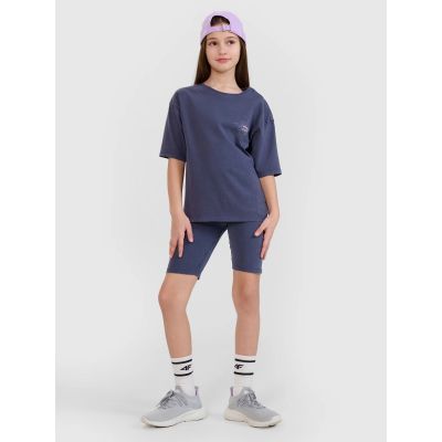 4. T-shirt oversize z nadrukiem dziewczęcy 4F 4FJWSS25TTSHF1853-22S