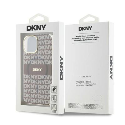 8. Etui DKNY IML Mono & Stripe MagSafe na iPhone 15 / 14 / 13 - beżowe