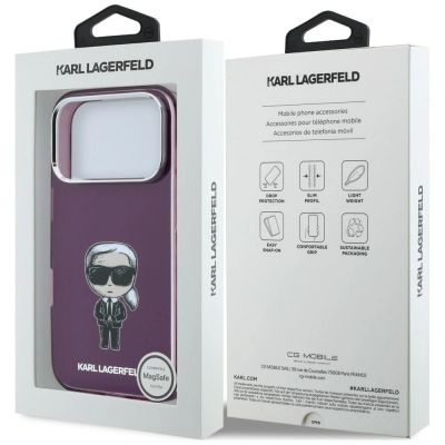 8. Etui Karl Lagerfeld IML Ikonik Sketch Print MagSafe na iPhone 18 Pro / 17 Pro - burgundowe