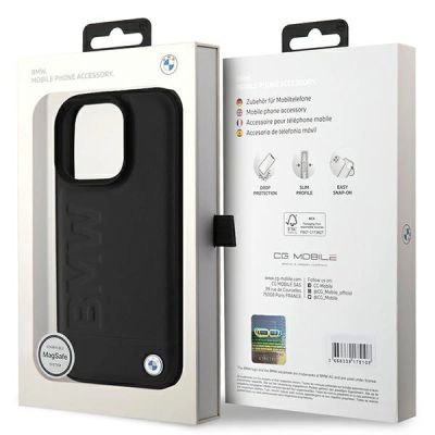 8. Etui BMW Leather Hot Stamp MagSafe na iPhone 16 Pro Max - czarne