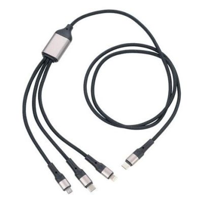 TROIKA DREIZACK PRO kabel USB 1,2 m USB C USB C/Micro USB-A/Lightning 100 W Czarny, Szary