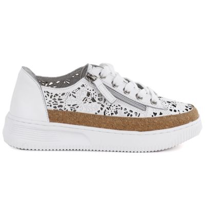 Skórzane półbuty damskie na zamek ażurowe białe Artiker 58C1250