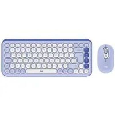 Logitech Pop Icon Combo klawiatura Dołączona myszka Uniwersalne Bluetooth QWERTY Turecki Liliowy, Biały